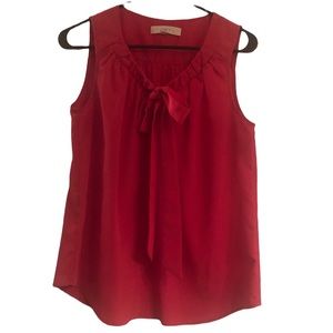 LOFT pink sleeveless top with neck tie, small